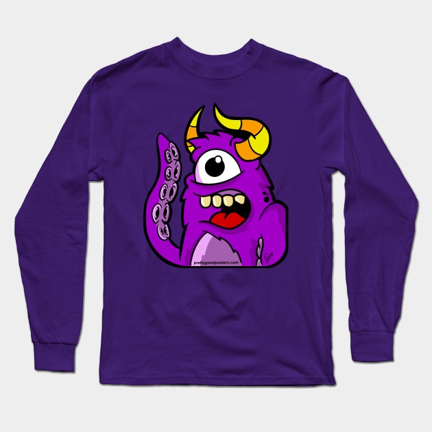 Purple Monster Long Sleeve T-Shirt by PrettyGoodPosters